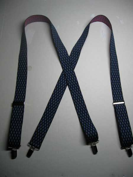 1 1/2" wide. Assorted Sizes to fit: 3' 6" to 6' 7" People.."X" STYLE Diamond Designs. DELUXE Silky Texture Suspenders with Two Secure GOLD Length Adjusters, Four 1/2" x 1" Strong GOLD Grips with Nylon Teeth. Entirely Stretchable Hand Washable and Hang to Dry Cotton/Polyester Material. X-JB260/400ND-E2A